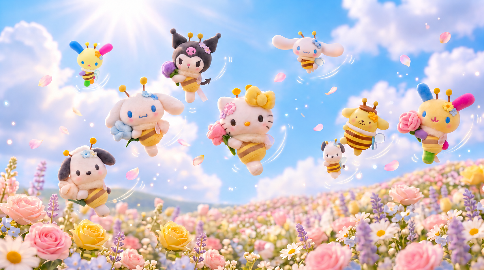 Buy rare authentic Tokyo imports Hello Kitty and Friends Bumblebee plush charms, keychains and pouches. Shop exclusive Japanese kawaii accessories and rare character charms today.